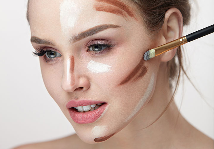 Model with contour makeup on