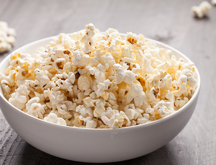 A bowl of plain popcorn