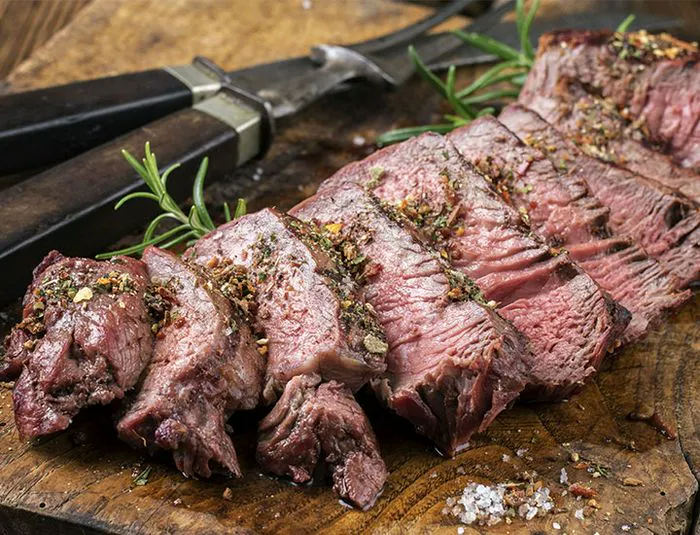 A sirloin steak on a table