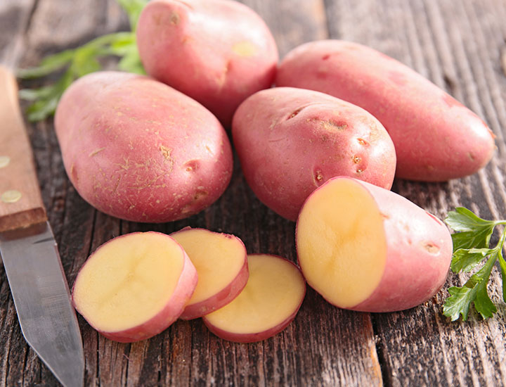 Sliced red potatoes