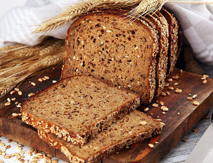 Close up of sliced whole grain bread