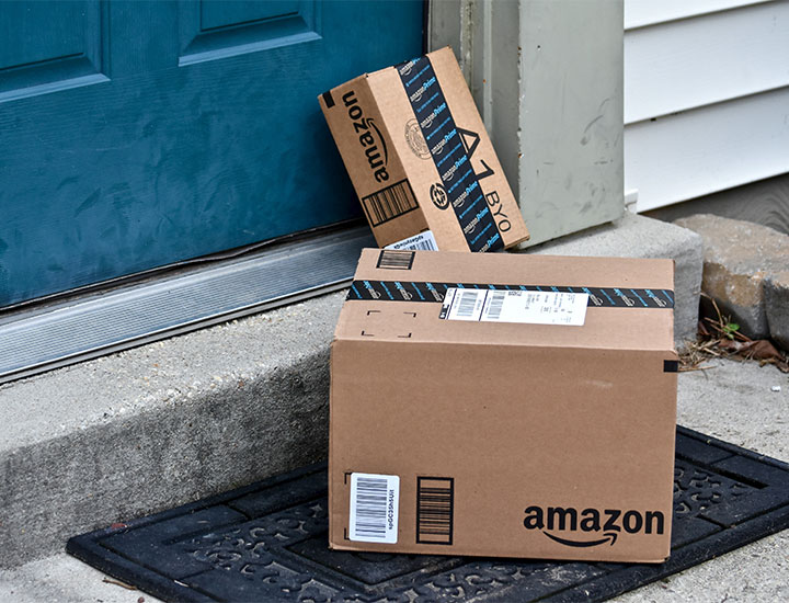 Amazon packages delivered to doorstep