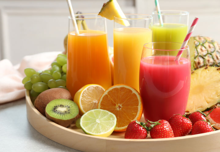 Fruit juices on a table