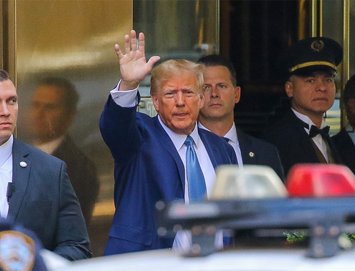 Donald Trump seen leaving the Trump Tower in NYC