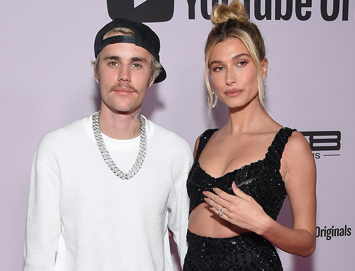 Hailey Bieber and Justin Bieber at the premiere of Justin Bie'