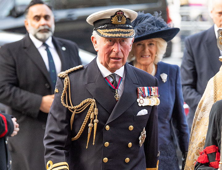 King Charles attending a service of Thanksgiving in military regalia