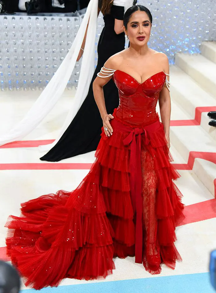 Salma Hayek Gucci gown 2023 Met Gala red carpet