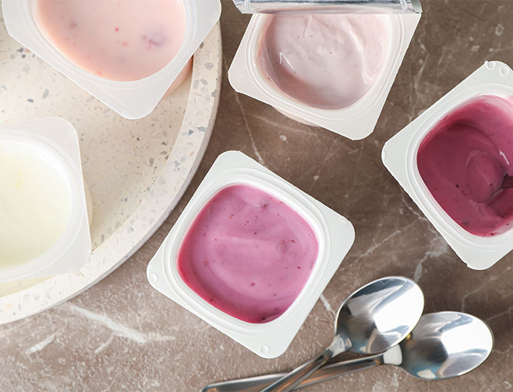Berry flavored yogurt cups