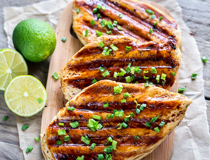 Closeup of lime grilled chicken
