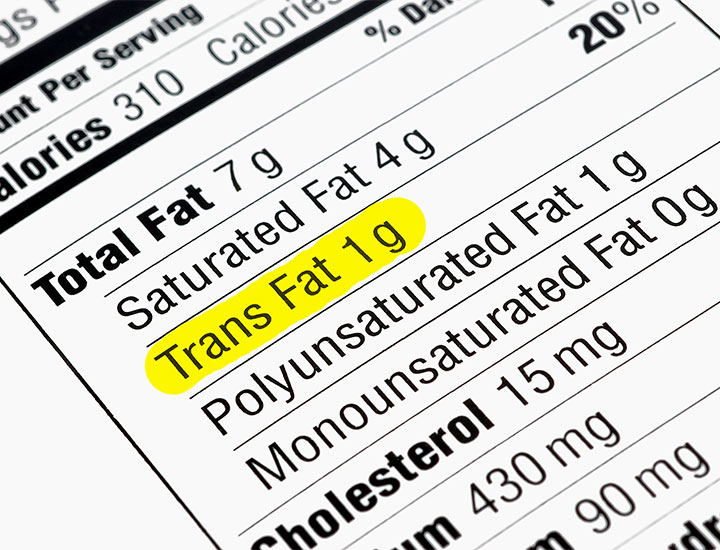 Food label with trans fat