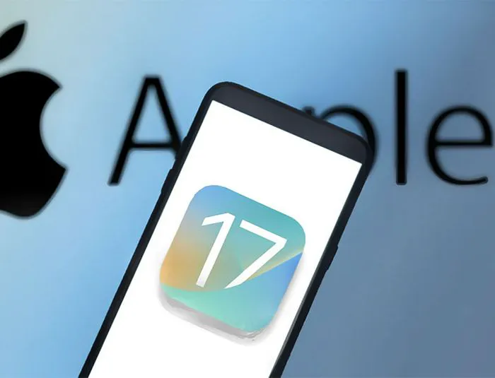 "iPhone with iOS 17 interface"