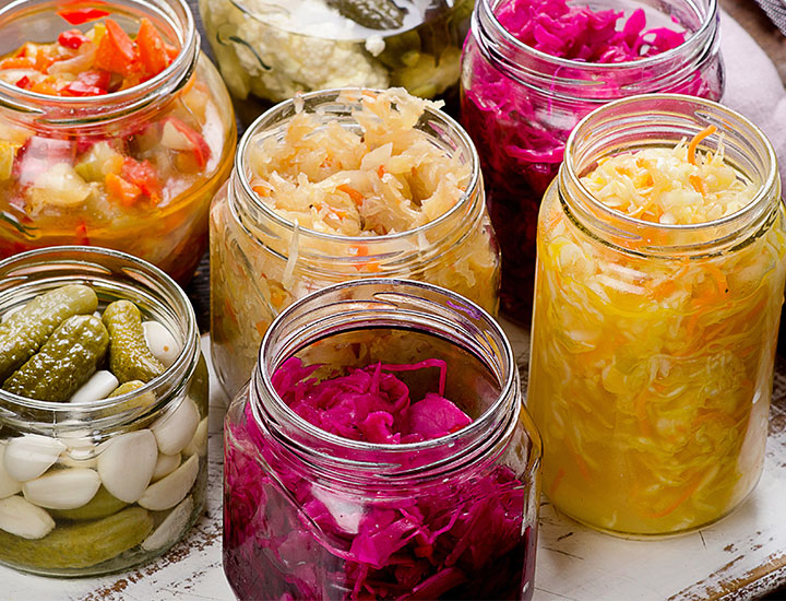 Jars of fermented foods