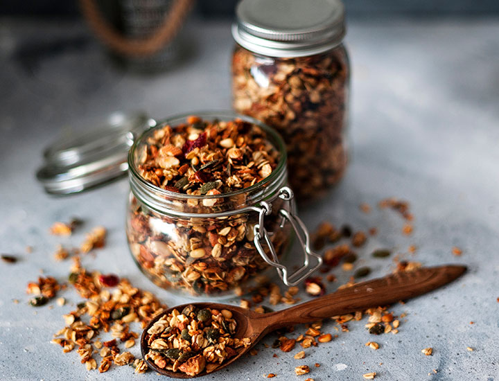 Jars of fresh granola