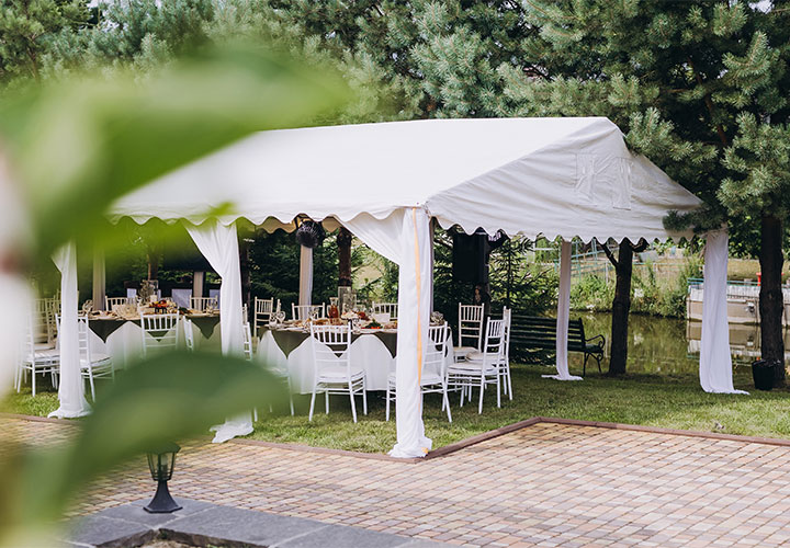 Tent at outdoor wedding