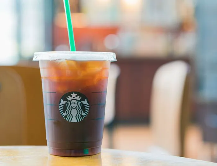 Starbucks iced coffee in branded cup