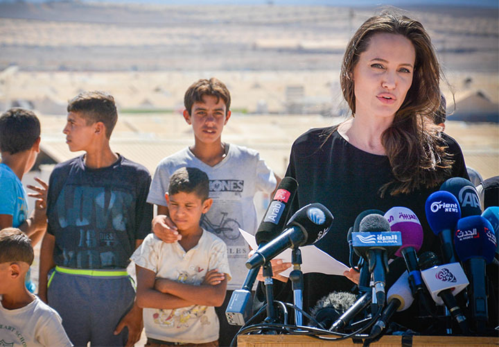 Angelina Jolie addressed Syrian refugees in Jordan September 2016