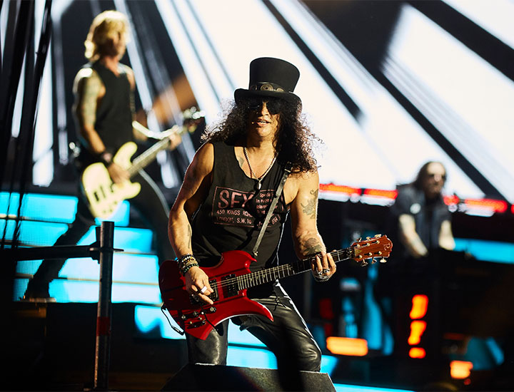 Guns N' Roses performing in Madrid in June 2017