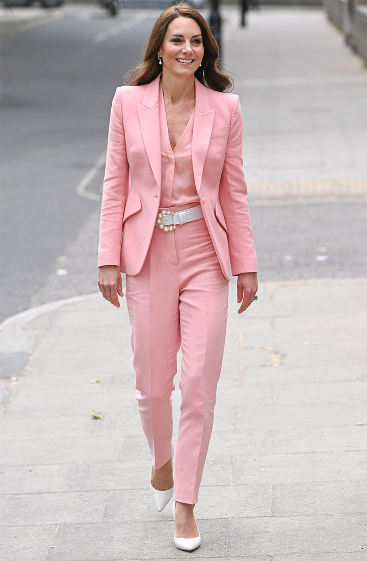 Kate Middleton pink Alexander McQueen pantsuit Foundling Museum