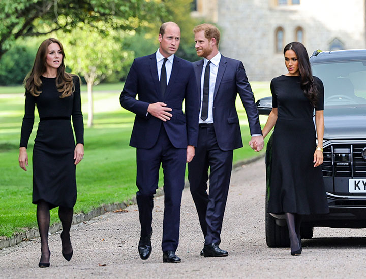 Prince William and Kate with Prince Harry and Meghan at the Queen's funeral