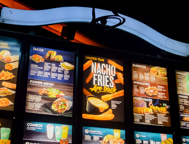 Taco Bell drive-thru menu