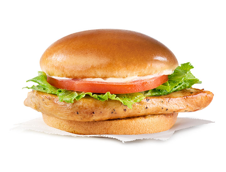 wendy's grilled chicken sandwich isolated white background