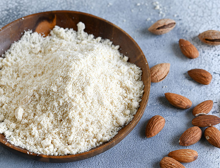 Bowl of almond flour with nuts