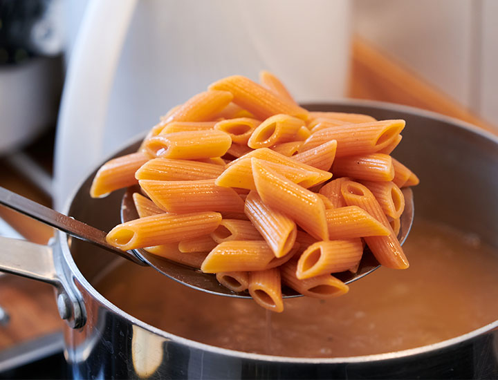 Cooked gluten free lentil pasta