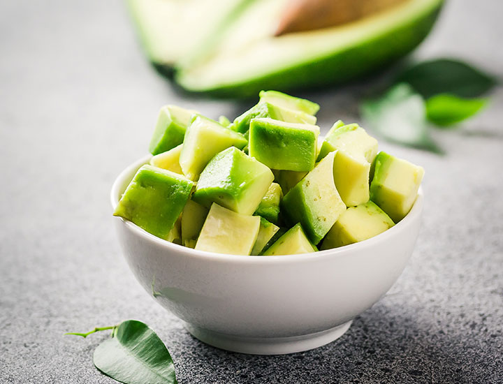 Diced avocado in a bowl