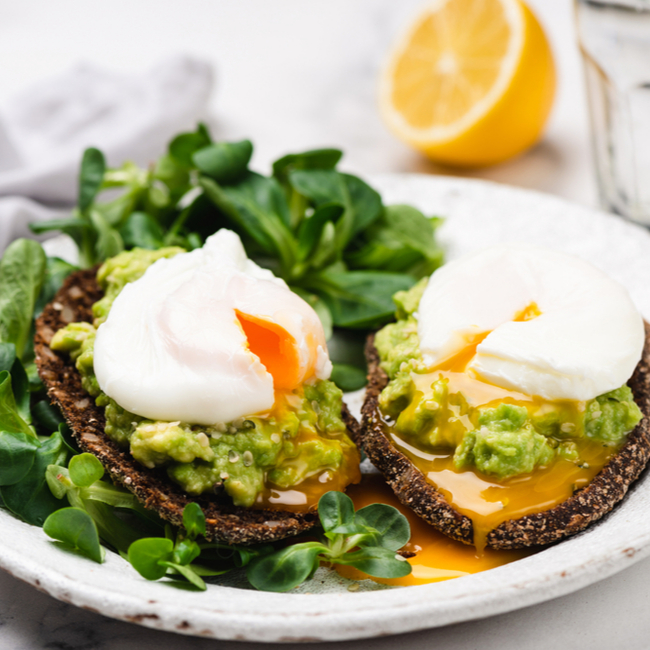 poached eggs on avocado toast