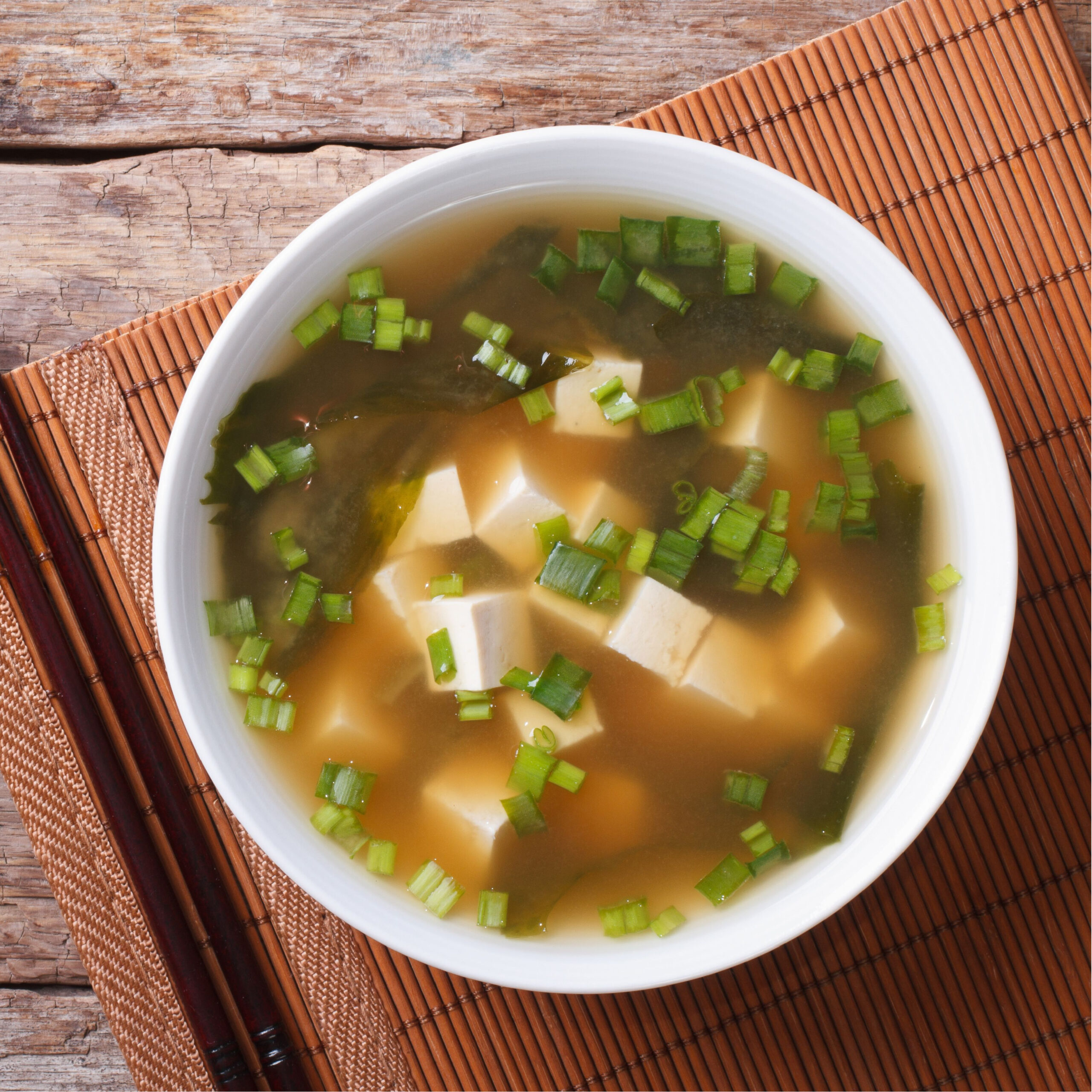 bowl of miso soup with tofu