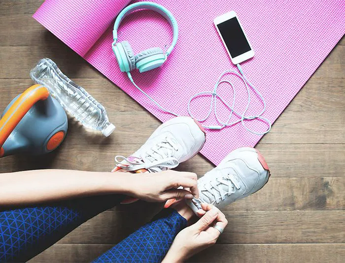 Woman preparing to work out