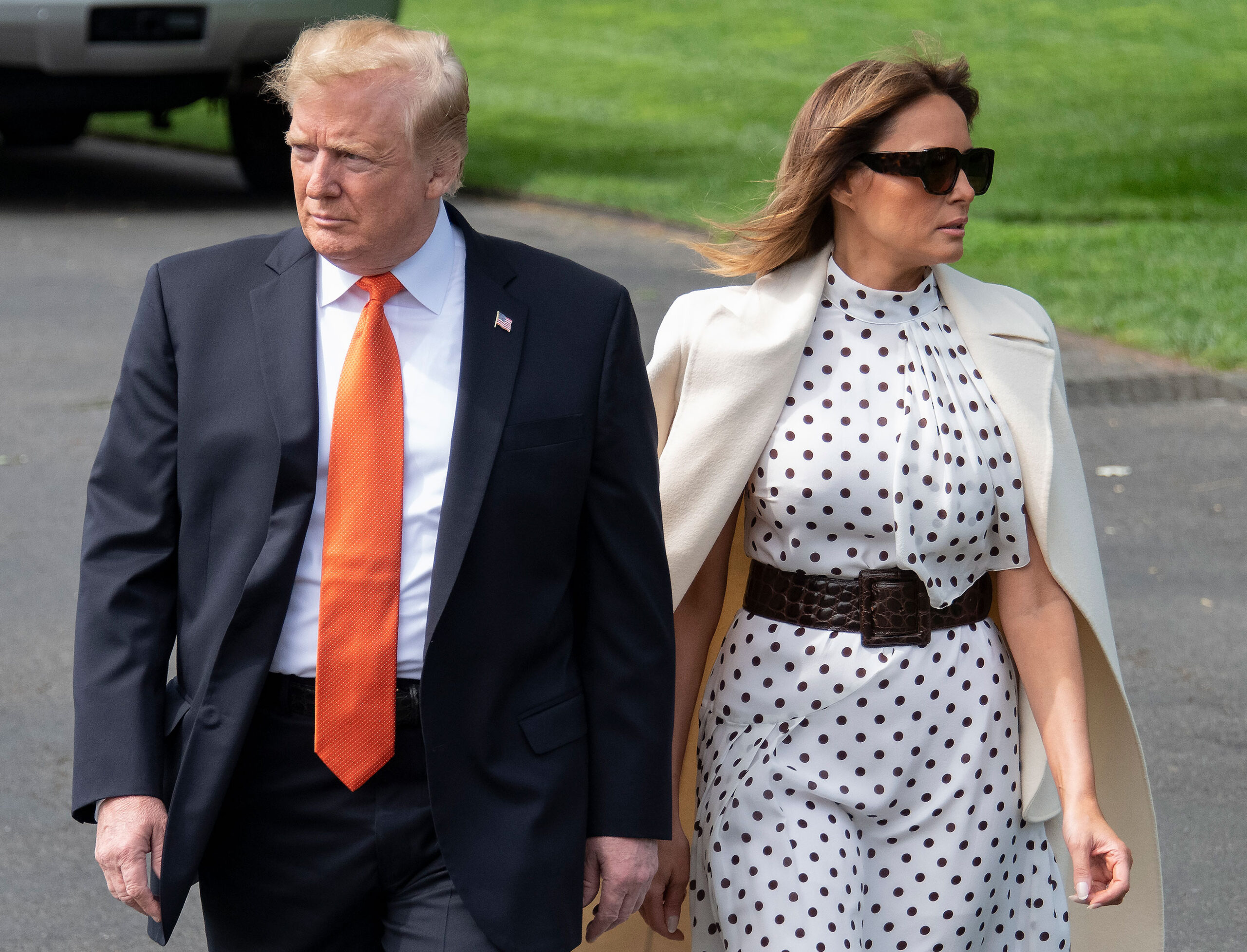 Donald and Melania Trump departing the White House