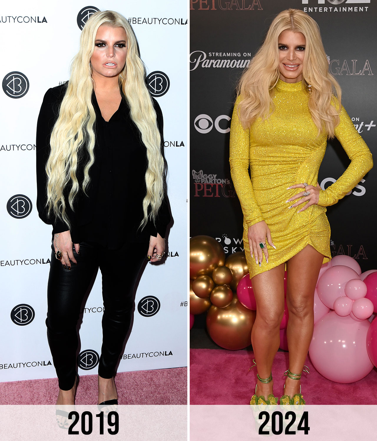 Jessica Simpson weight loss transformation 2019 vs 2024