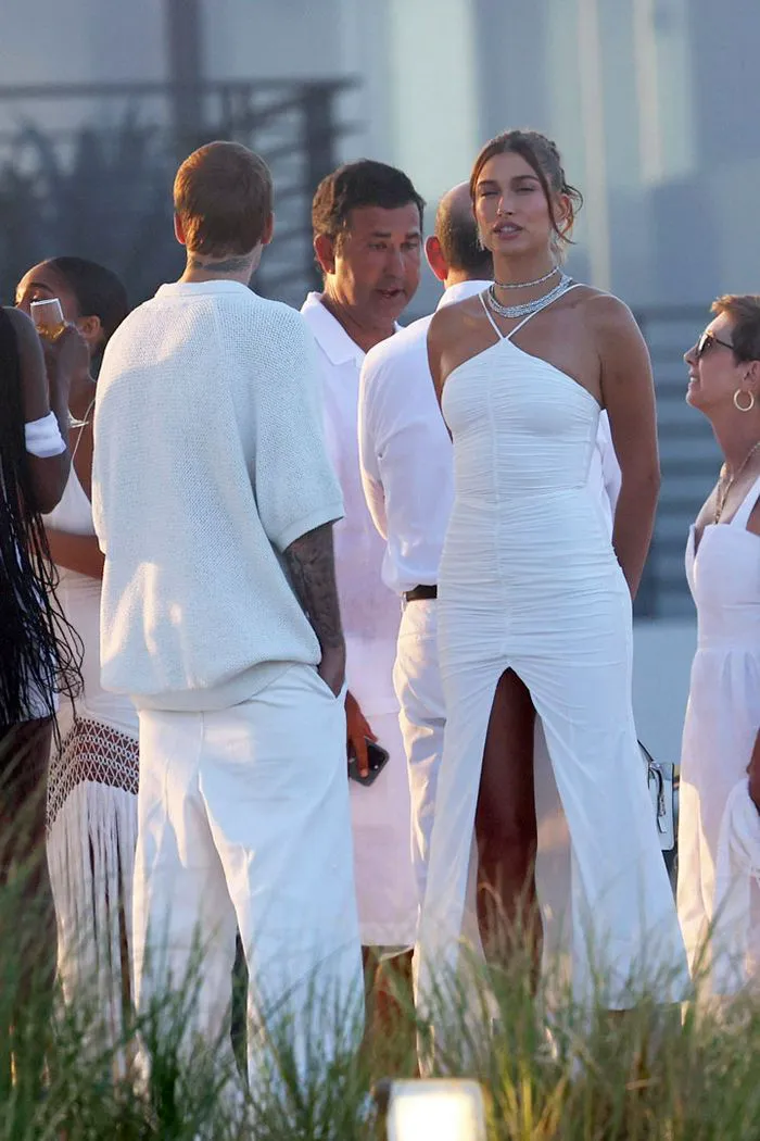 Justin Bieber and Hailey Bieber seen arriving at Michael Rubin's 4th of July White Party