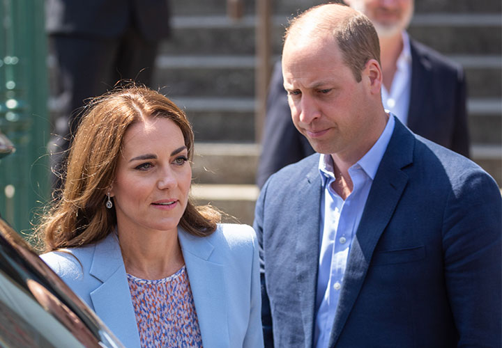 Prince William leaving the Fitzwilliam Museum in Cambridge with wife Kate Middleton