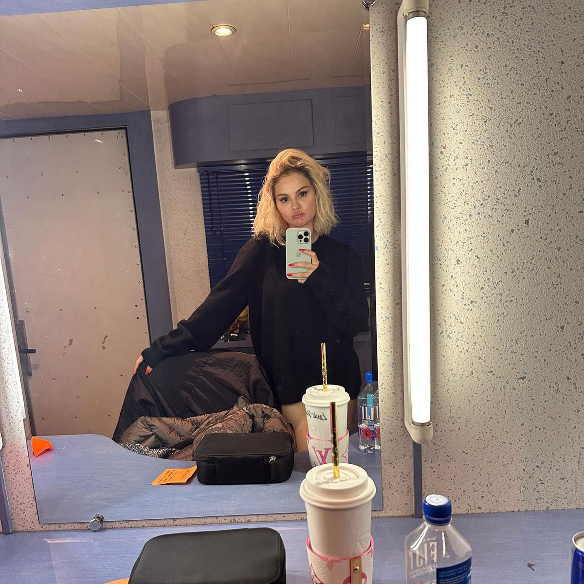 Selena Gomez Instagram selfie blonde hair June 2023