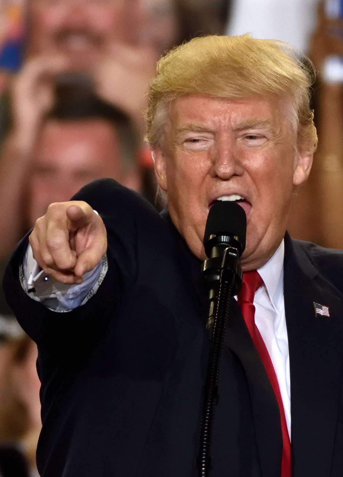 Donald Trump looking angry at a rally