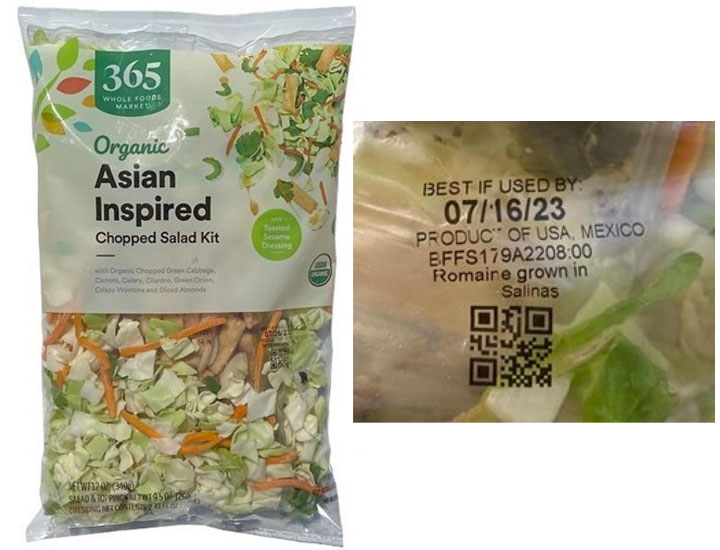 whole foods 365 organic inspired salad kit barcode bag