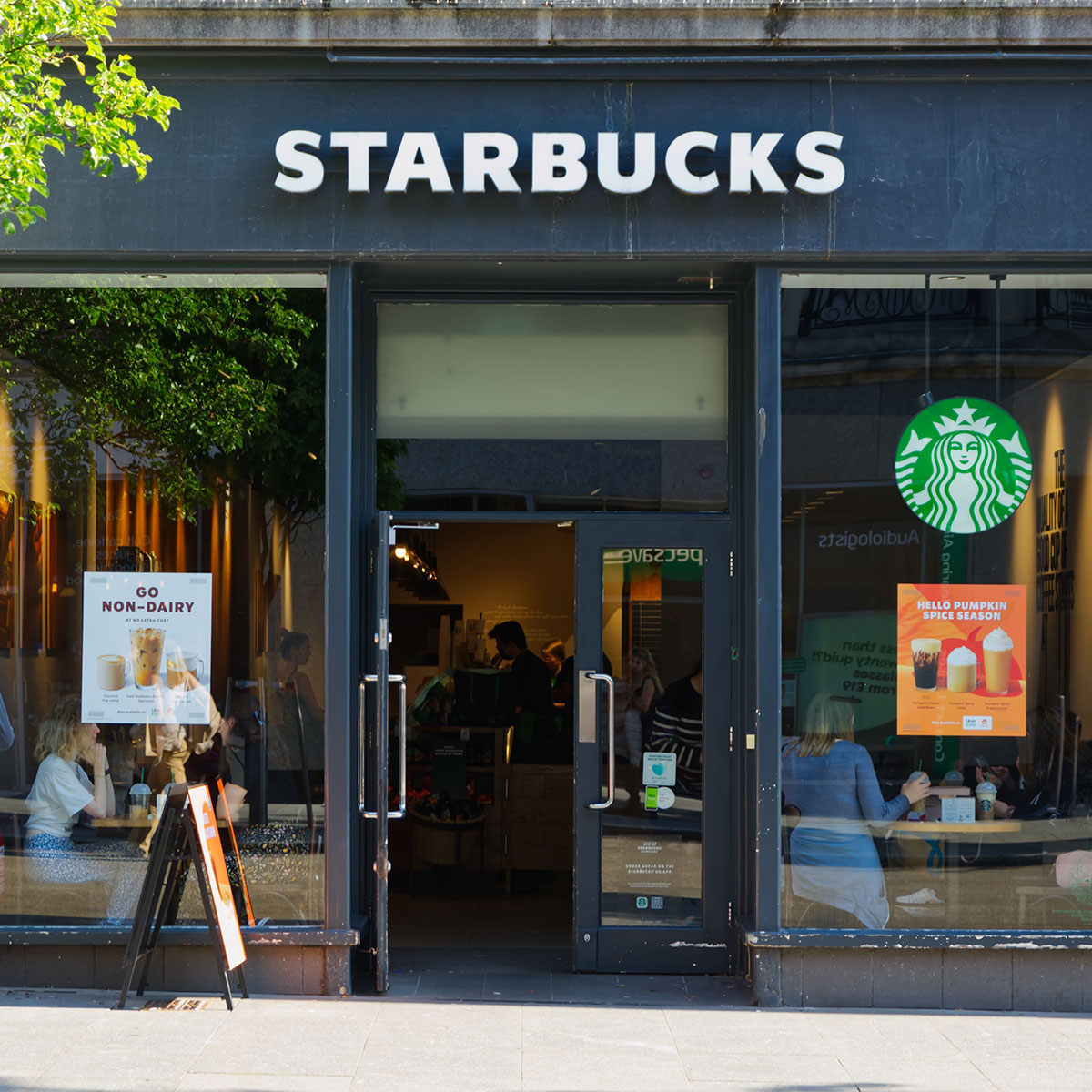 starbucks storefront outside door entryway