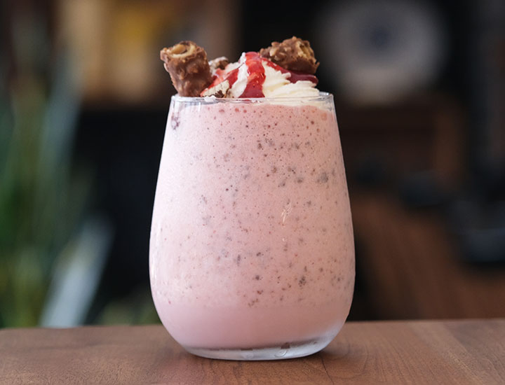 strawberry smoothie with toppings