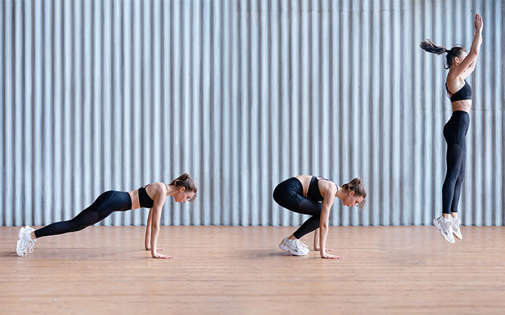 woman doing burpee exercise