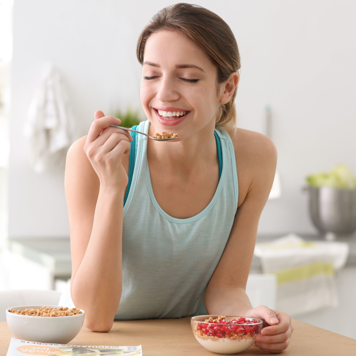 woman eating pomegranate skin healthy eating healthy hair