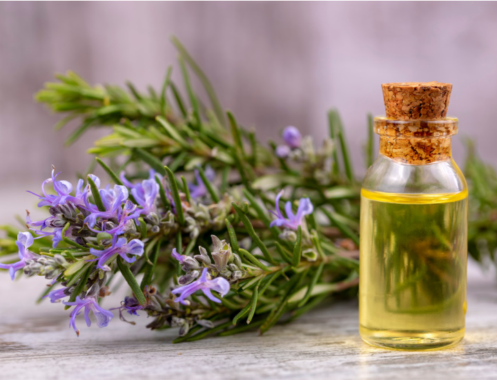 Rosemary oil on a table