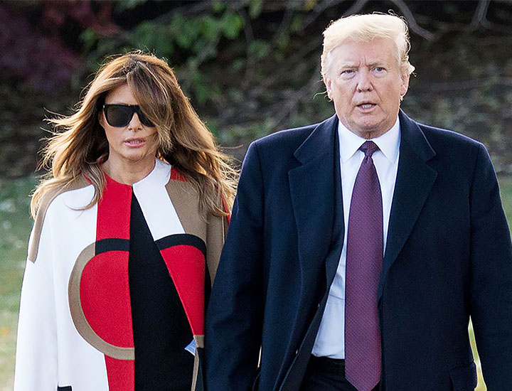 Melania Trump and Donald Trump at the 2018 Christmas tree delivery at the White House
