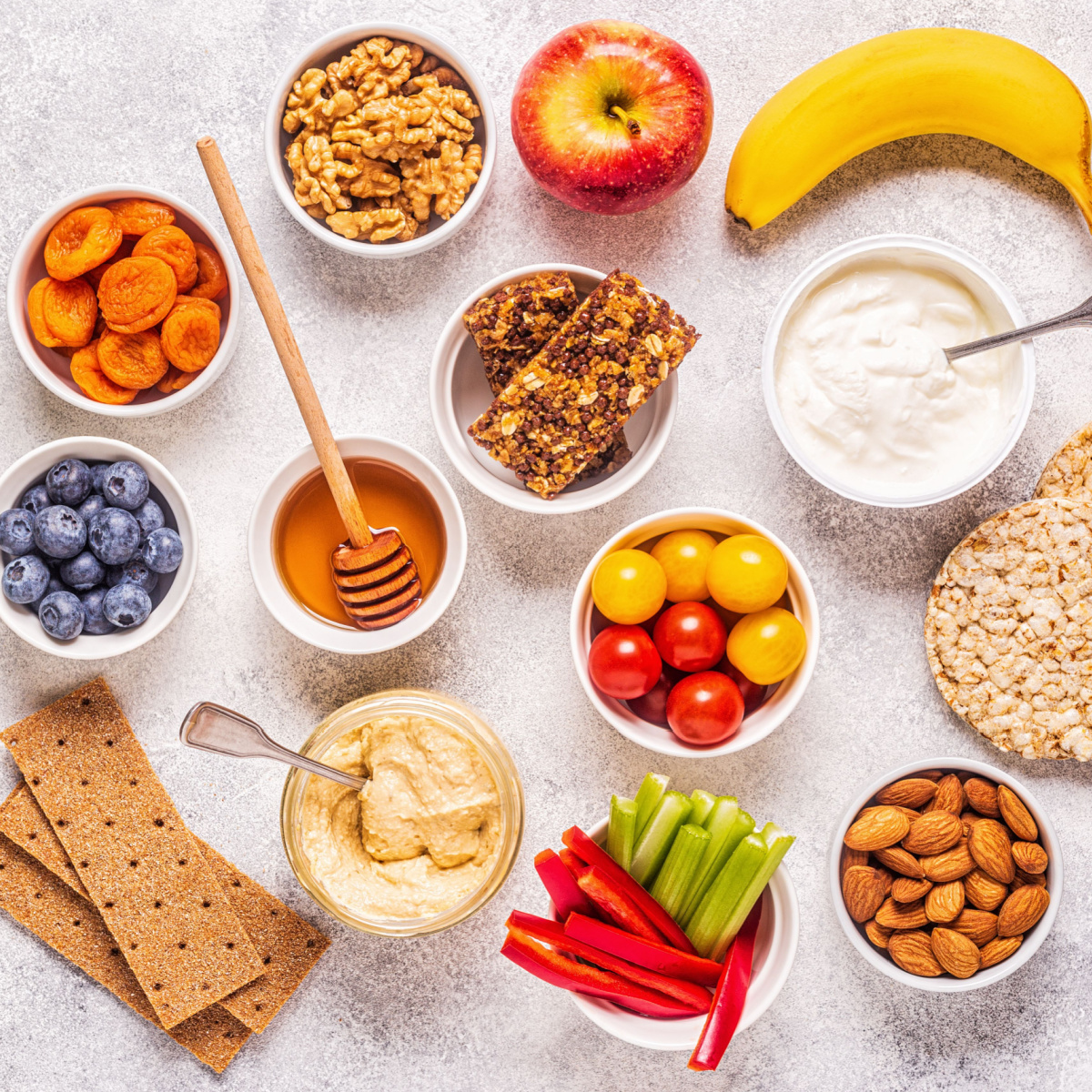 various healthy snacks