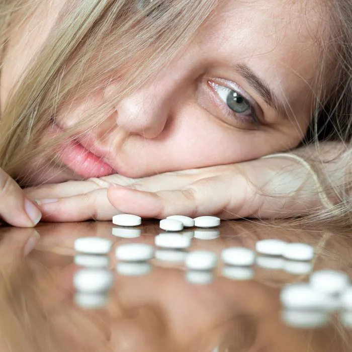 girl with antidepressant medication