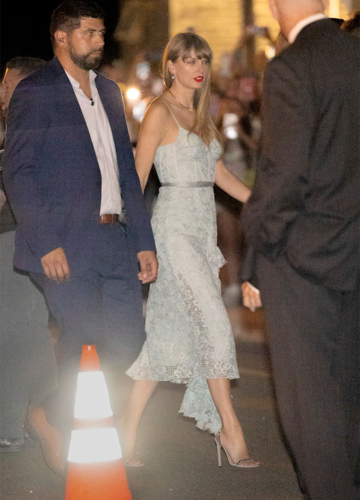 Taylor Swift blue Erdem dress Jack Antonoff wedding