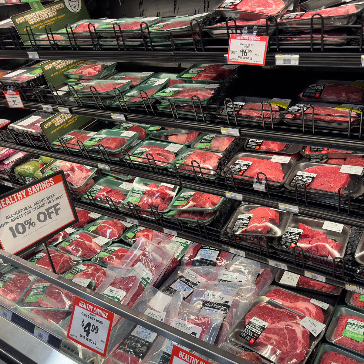red meat at grocery store