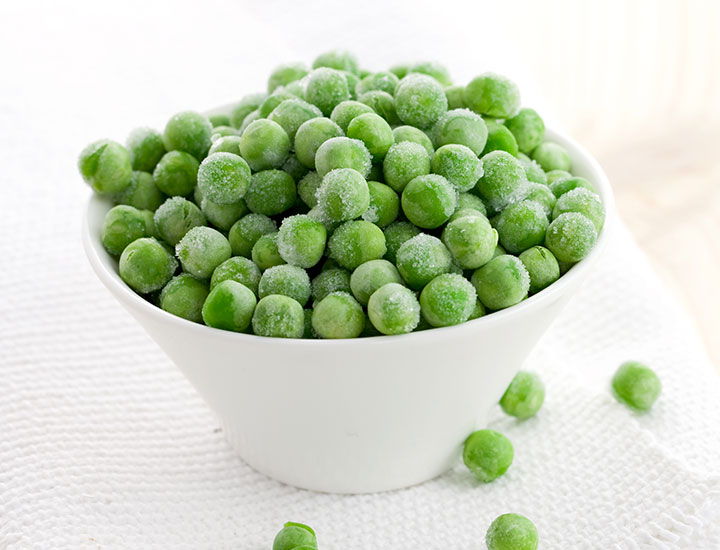 bowl of frozen peas