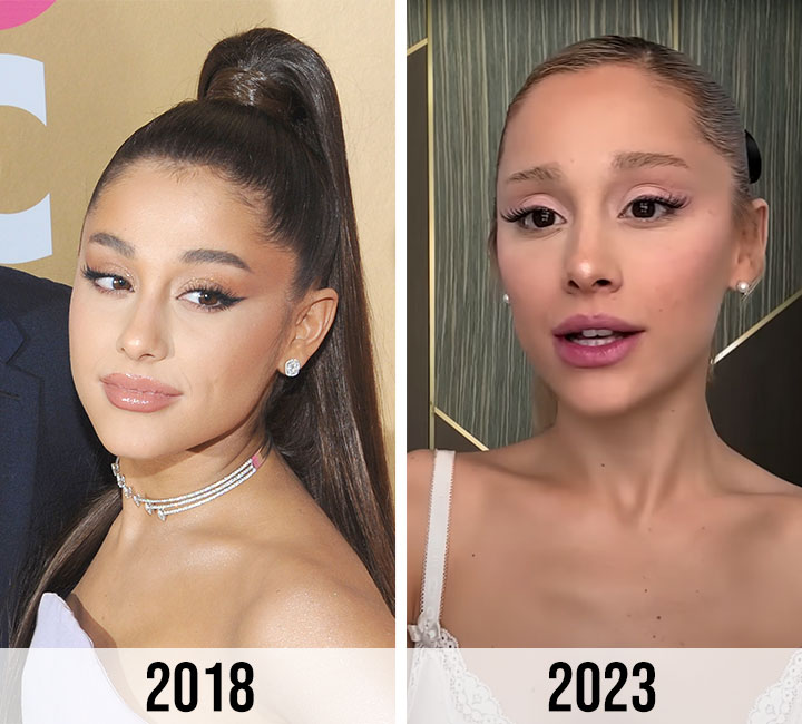 Ariana Grande in 2018 vs. in 2023